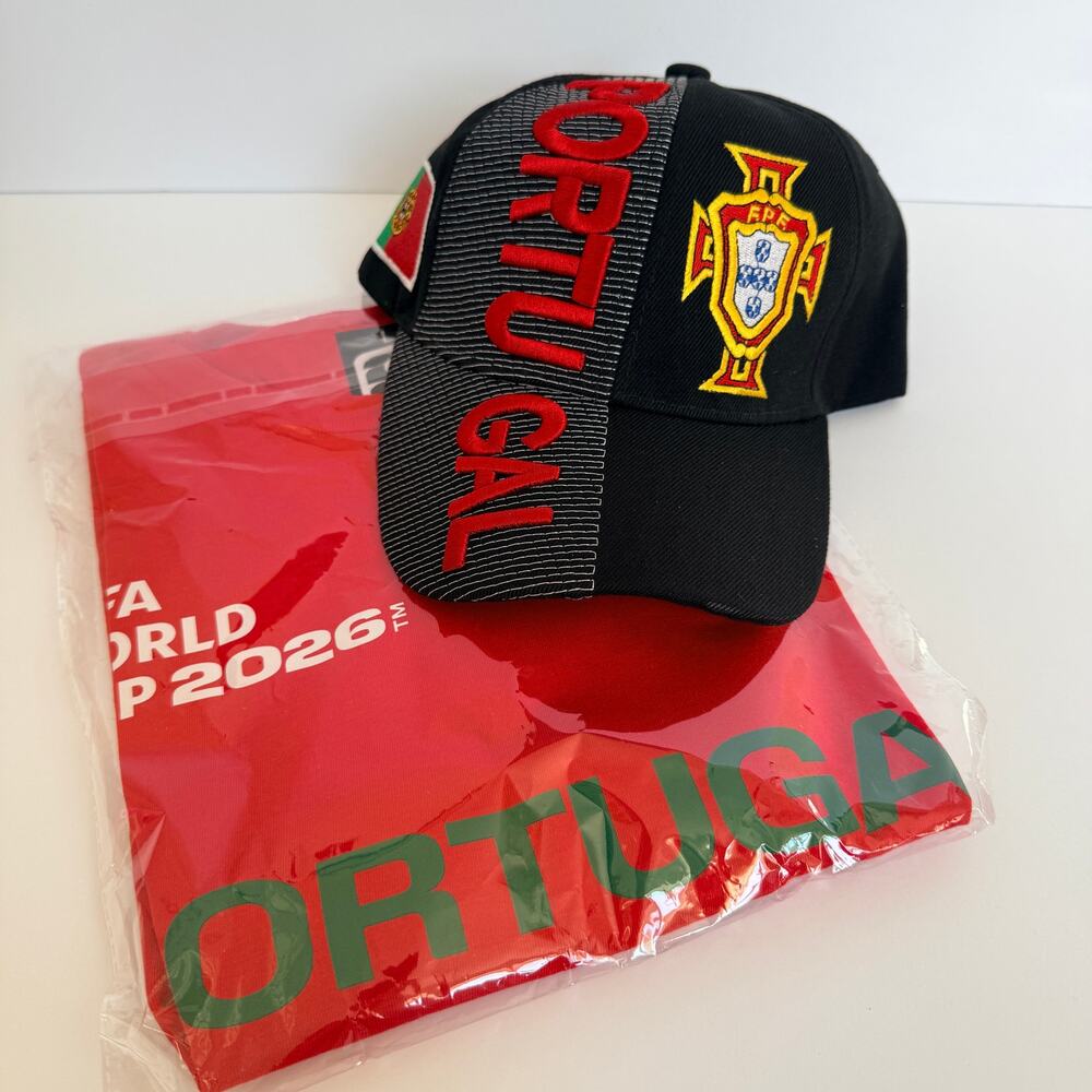Portugal FIFA World Cup 2026 Fan Bundle — Adjustable Cap + T-Shirt Size L NWT